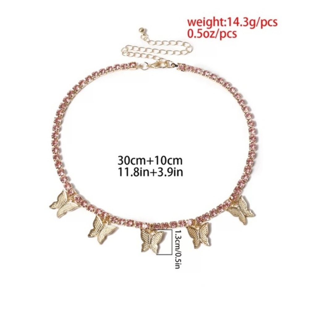 HP🦋STUNNING RHINESTONE BUTTERFLY GOLD CHOKER 2 PIECE SET‎ - Picture 13 of 13